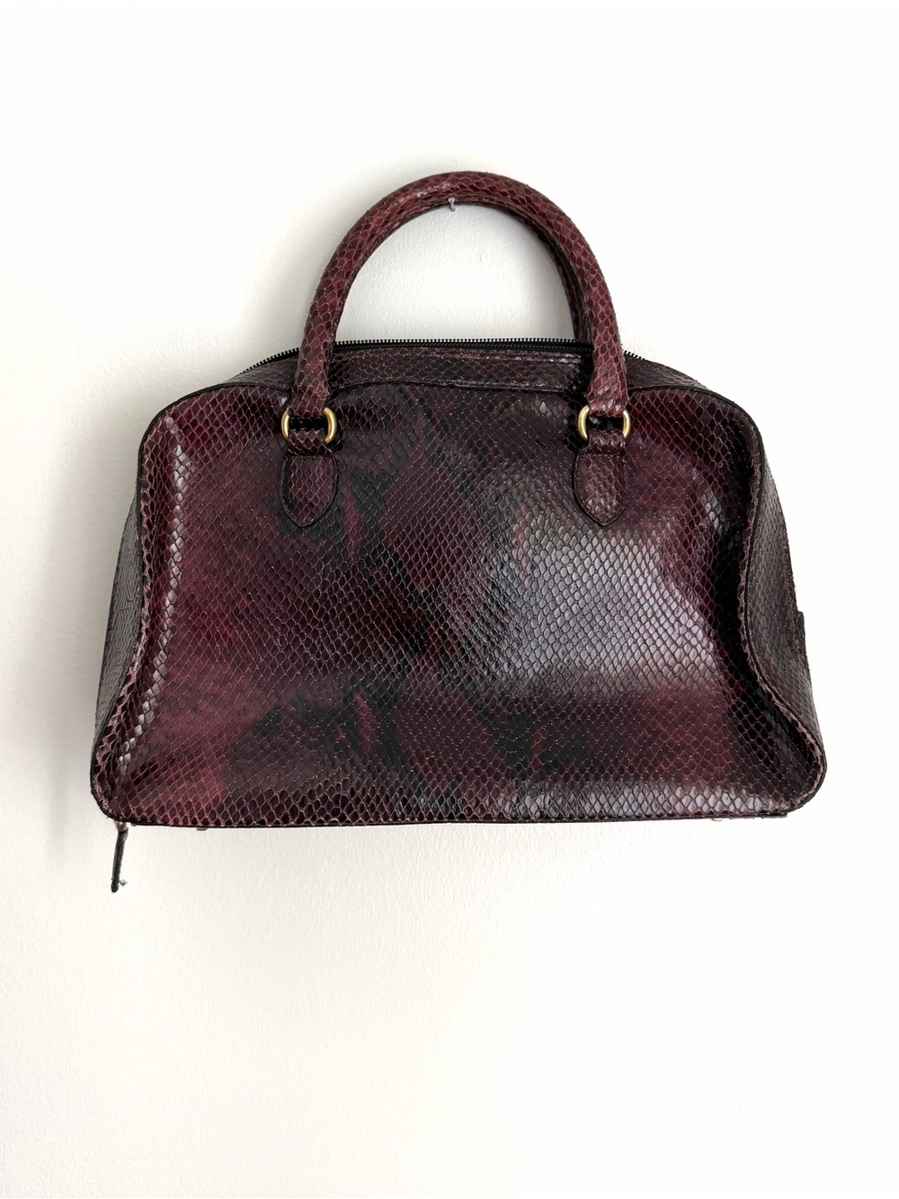 Vintage Purple Reptile Structured Bowling Purse Bag - Neiman Marcus Collection